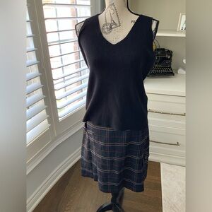 BRAND NEW San Francisco Brand Knit V-Neck Sleeveless Top & Plaid Skirt XL NEW